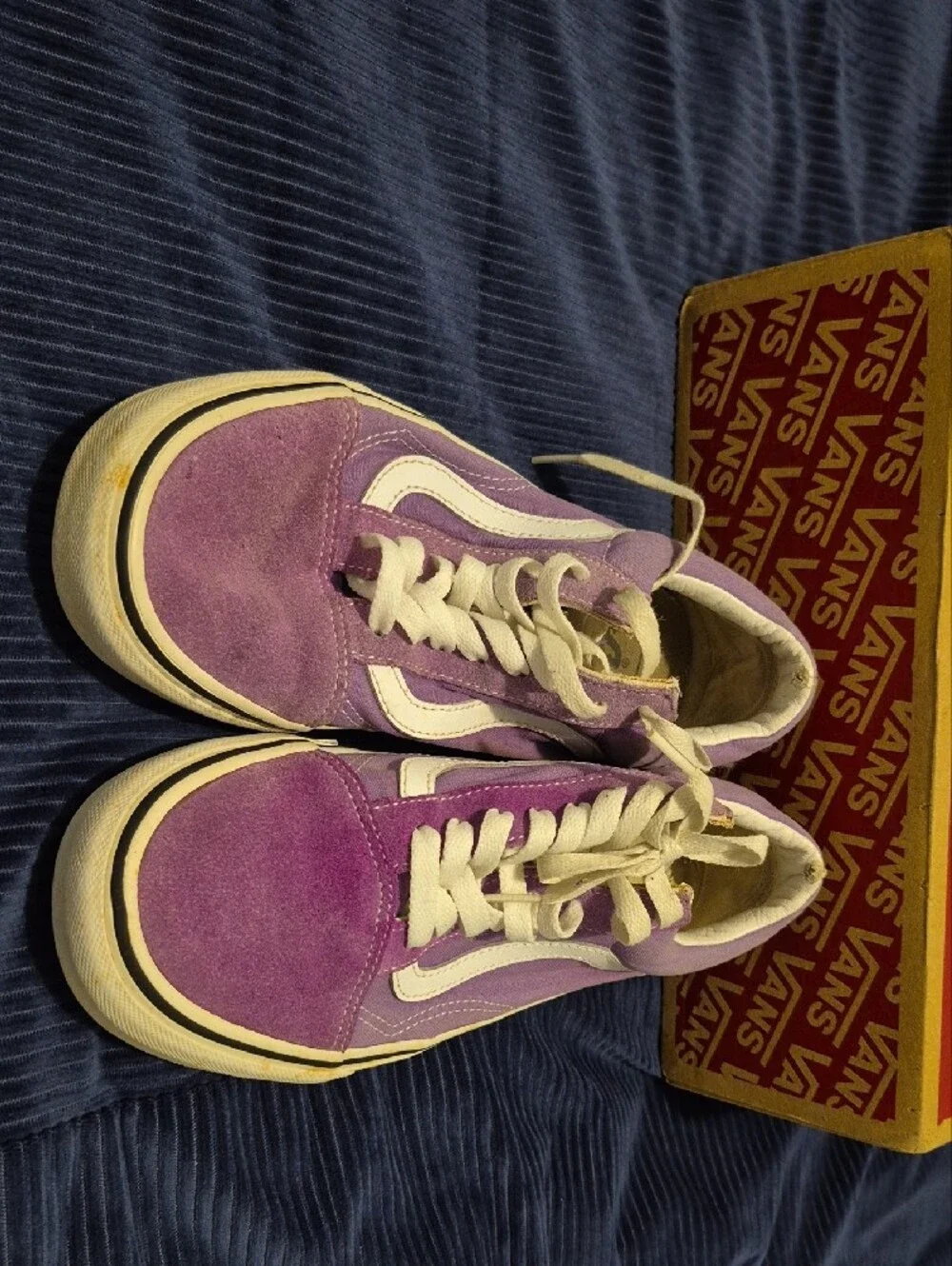 Vans Kids Old Skool Purple & White Suede Canvas Sneakers